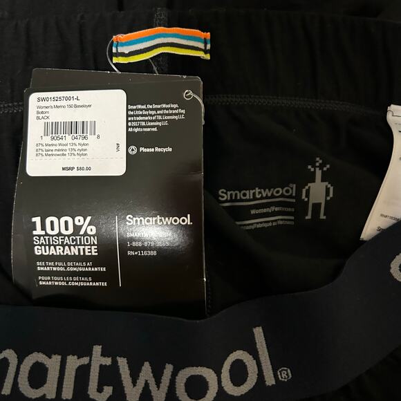 Smartwool Women's Black Baselayer Merino Wool 150 leggings Size L - Picture 7 of 9